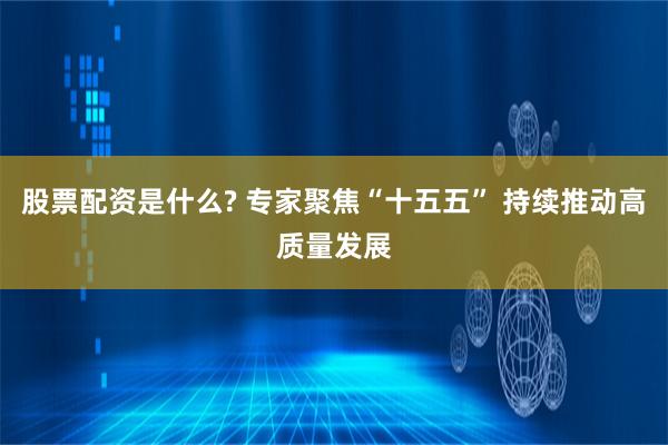 股票配资是什么? 专家聚焦“十五五” 持续推动高质量发展